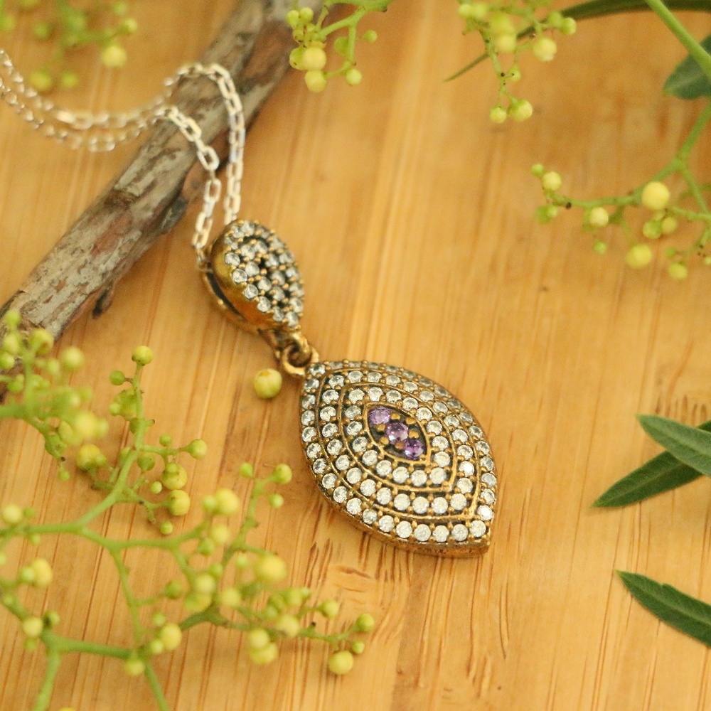 925 Sterling Silver Topaz Stones pendant